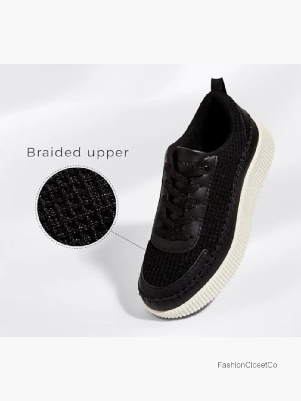 Chunky Platform Sneakers Rhinestone Fashion Casual Walking Shoes Lace-Up - Picture 3 of 7